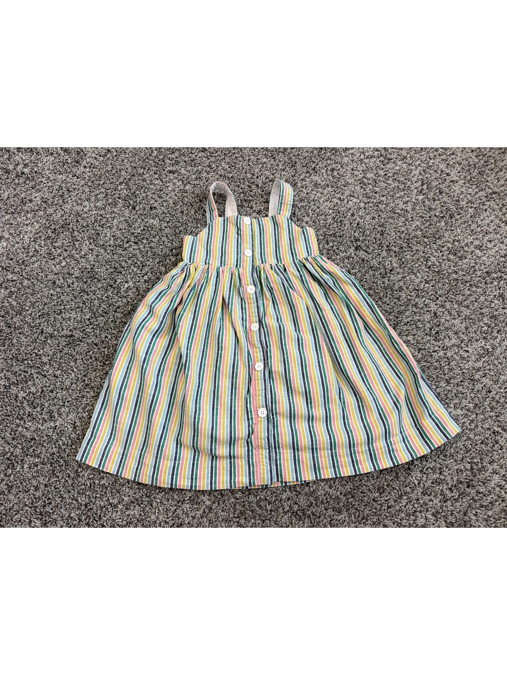 MiniBoden Multicolor Striped Sleeveless Button Up 100% Cotton Tank Dress Size 6T